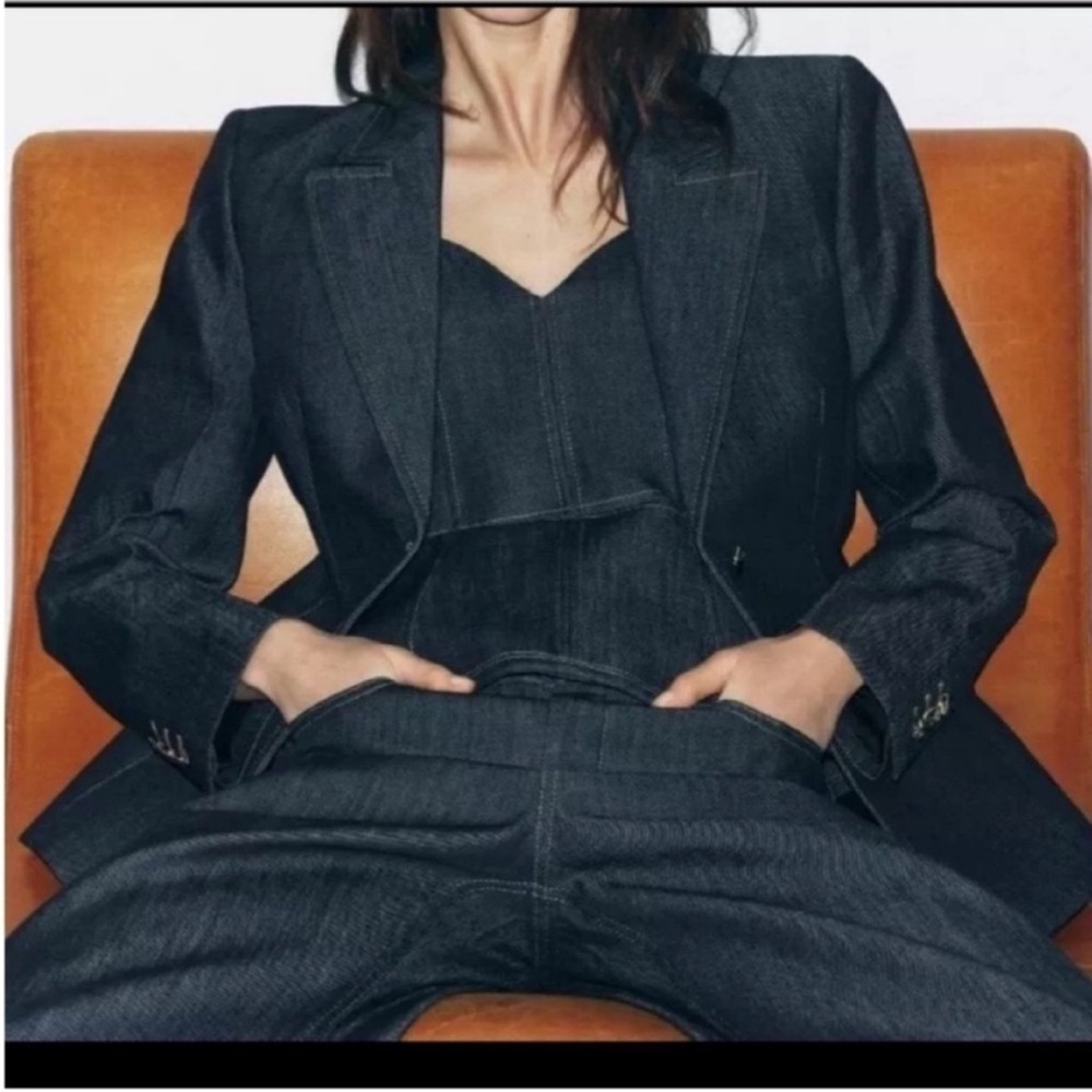 Zara M Dark Wash Denim Blazer
